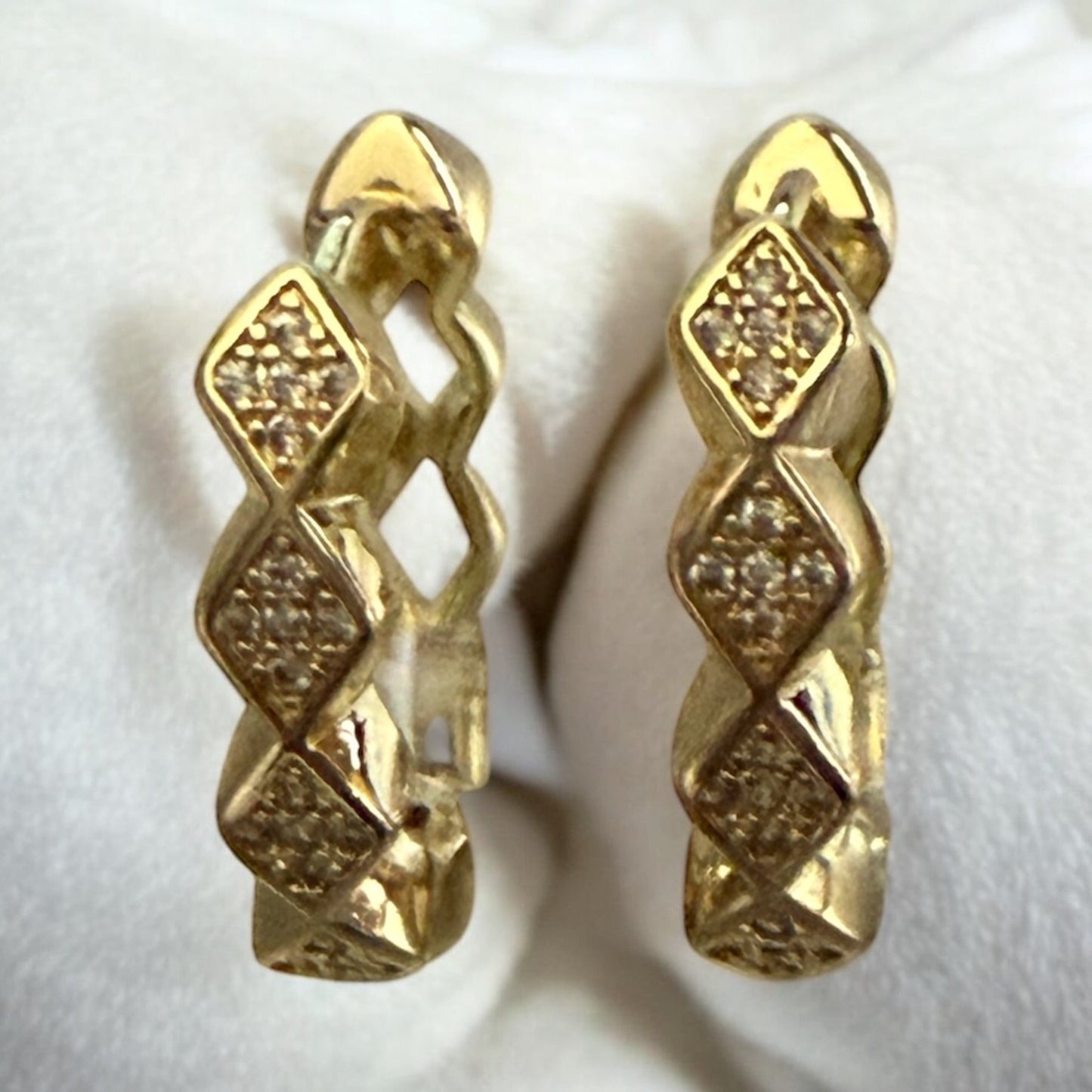 Design wiht CZ Oval 14k Gold Electroplated Earrings