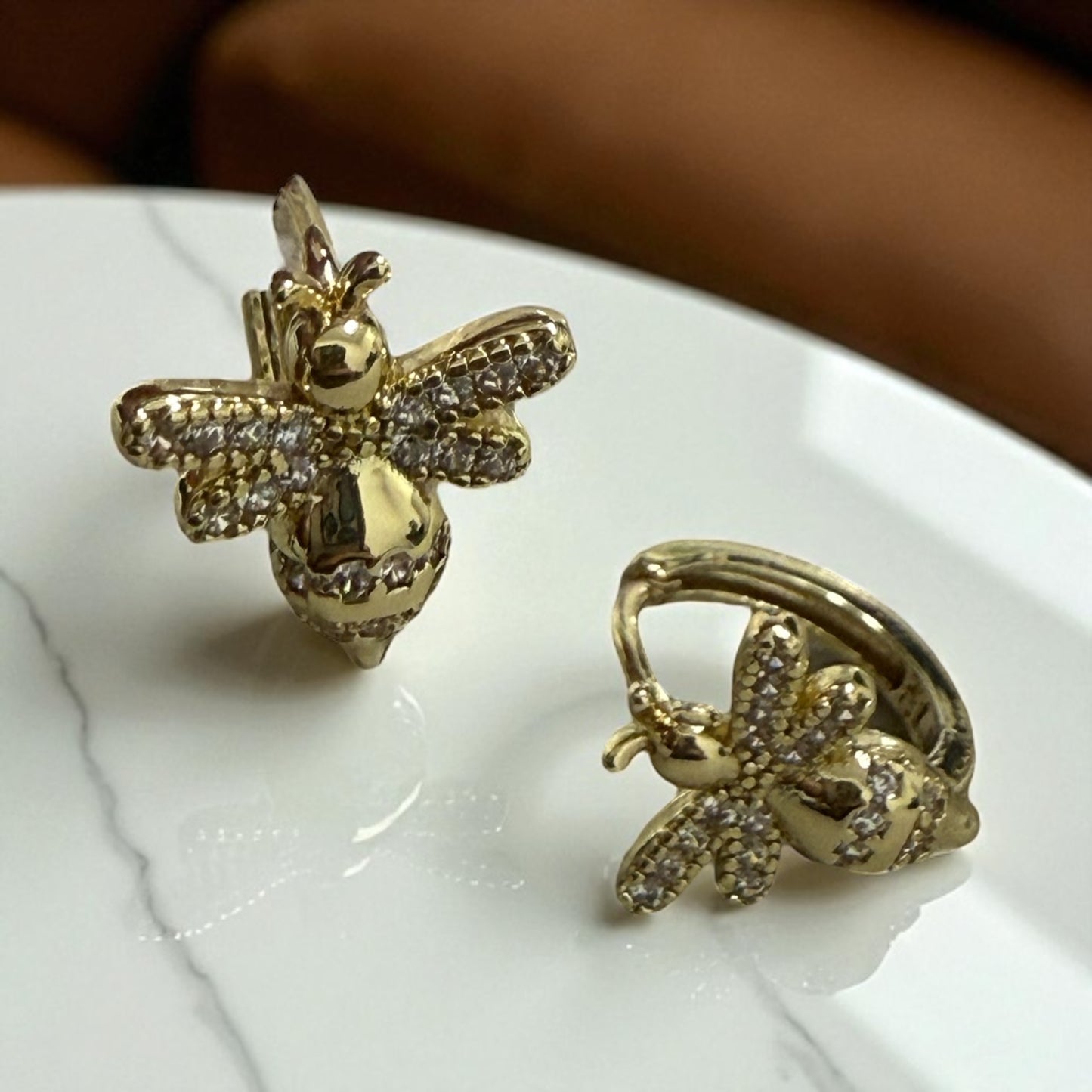 Bee Huggie 14k Gold Electroplated Earrings