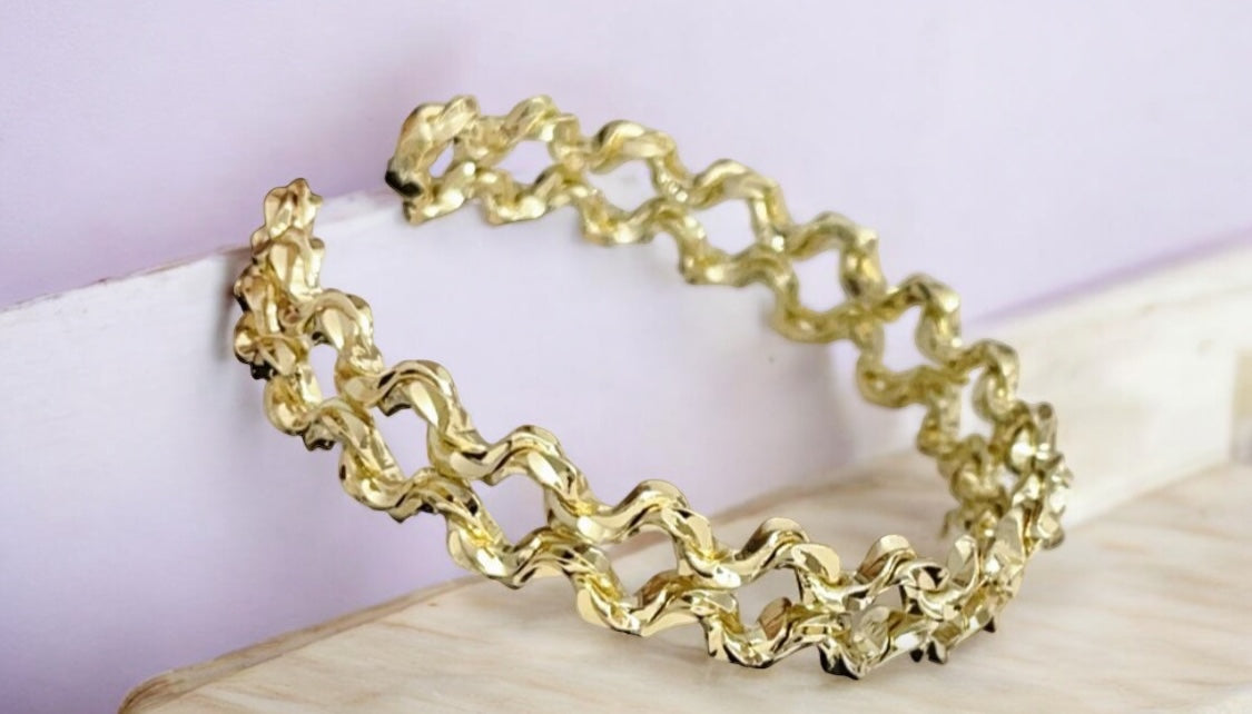 Swirl Design 14k Gold Electroplated Cuff Bracelet