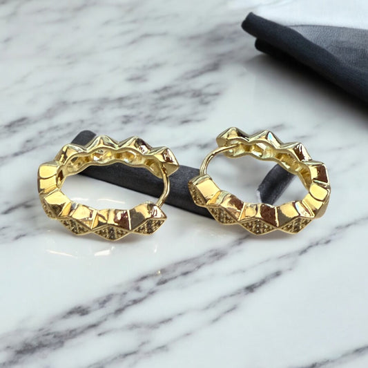 Design wiht CZ Oval 14k Gold Electroplated Earrings