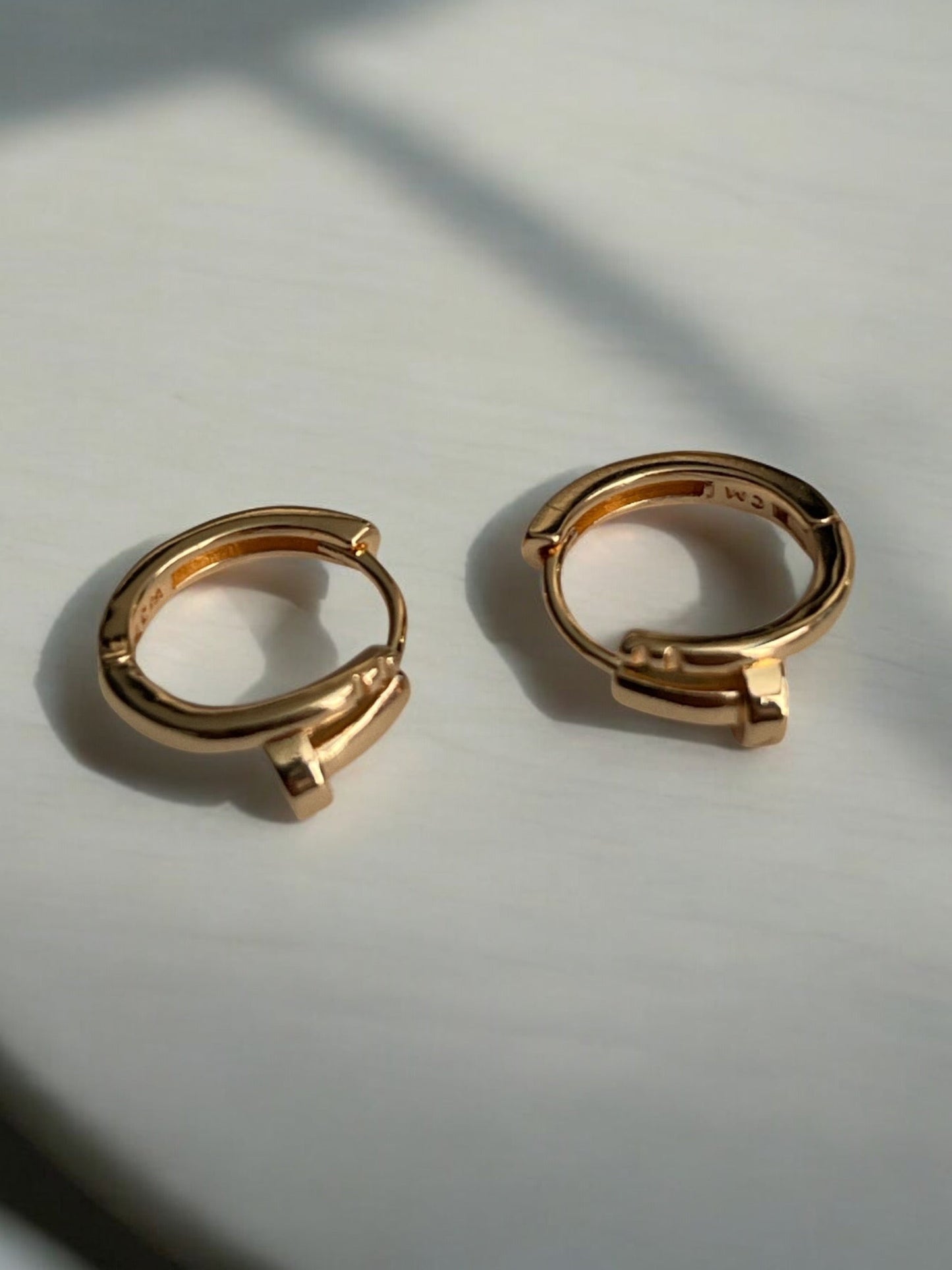 Nail Theme 18k Gold Electroplated Hoop Earrings