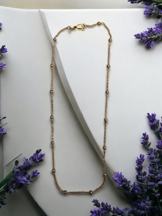 Beaded Strand Style 18k Gold Electroplated Necklace