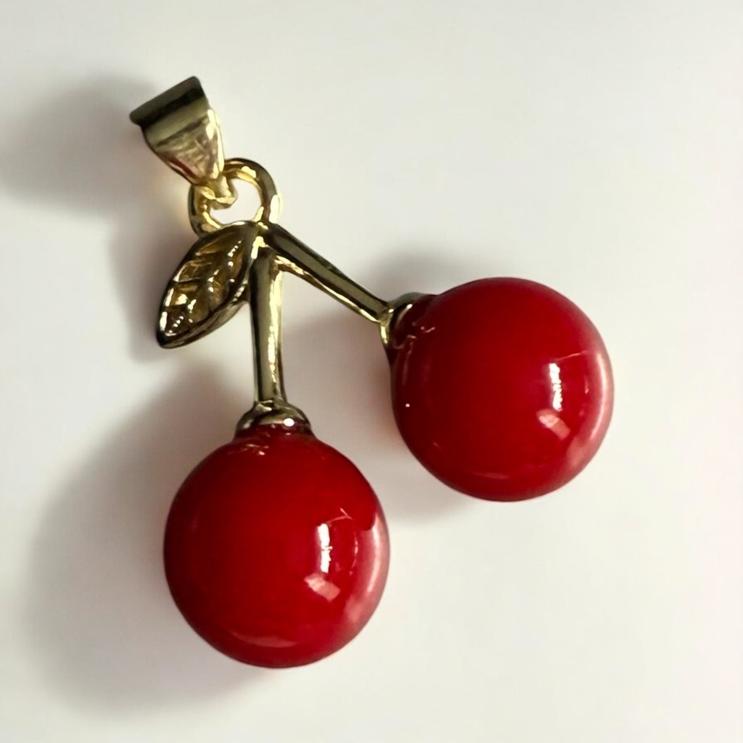 Cherries Style 14K Gold Electroplated Pendant