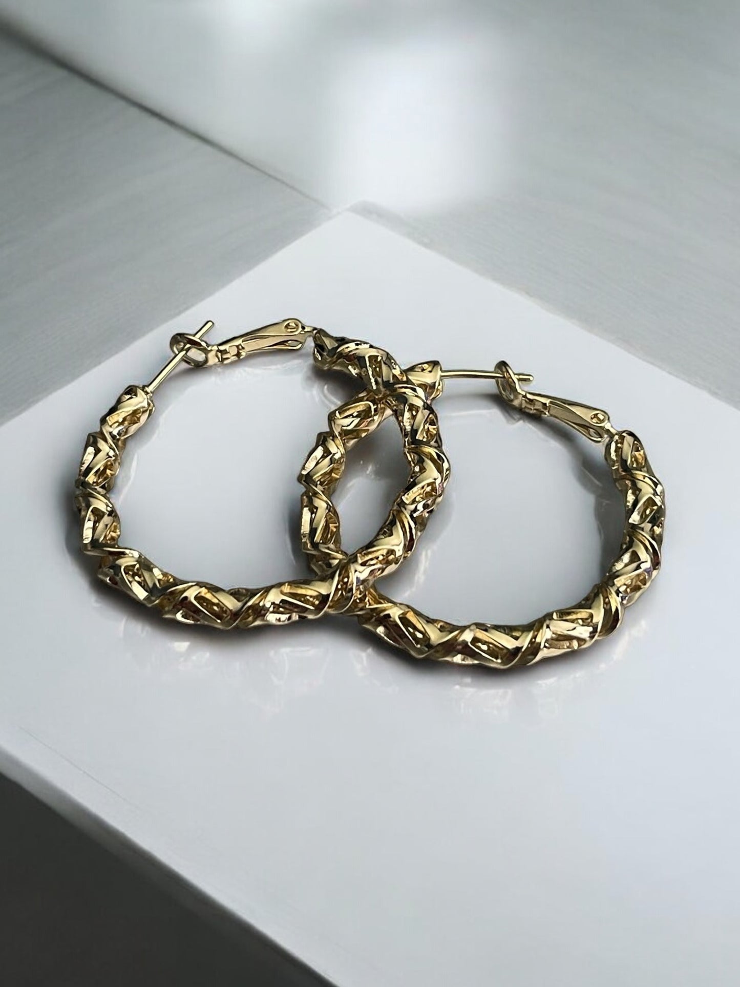 Swirl Design 14k Gold Electroplated Earrings