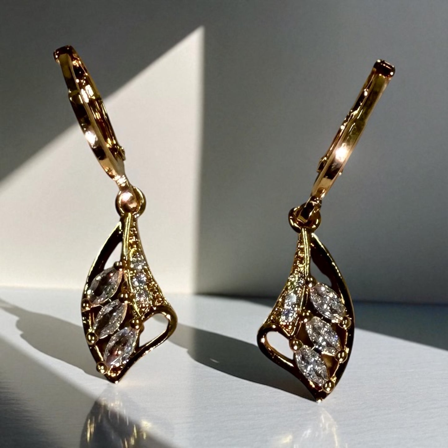 CZ 18k Gold Electroplated Necklace Earrings Pendant Set