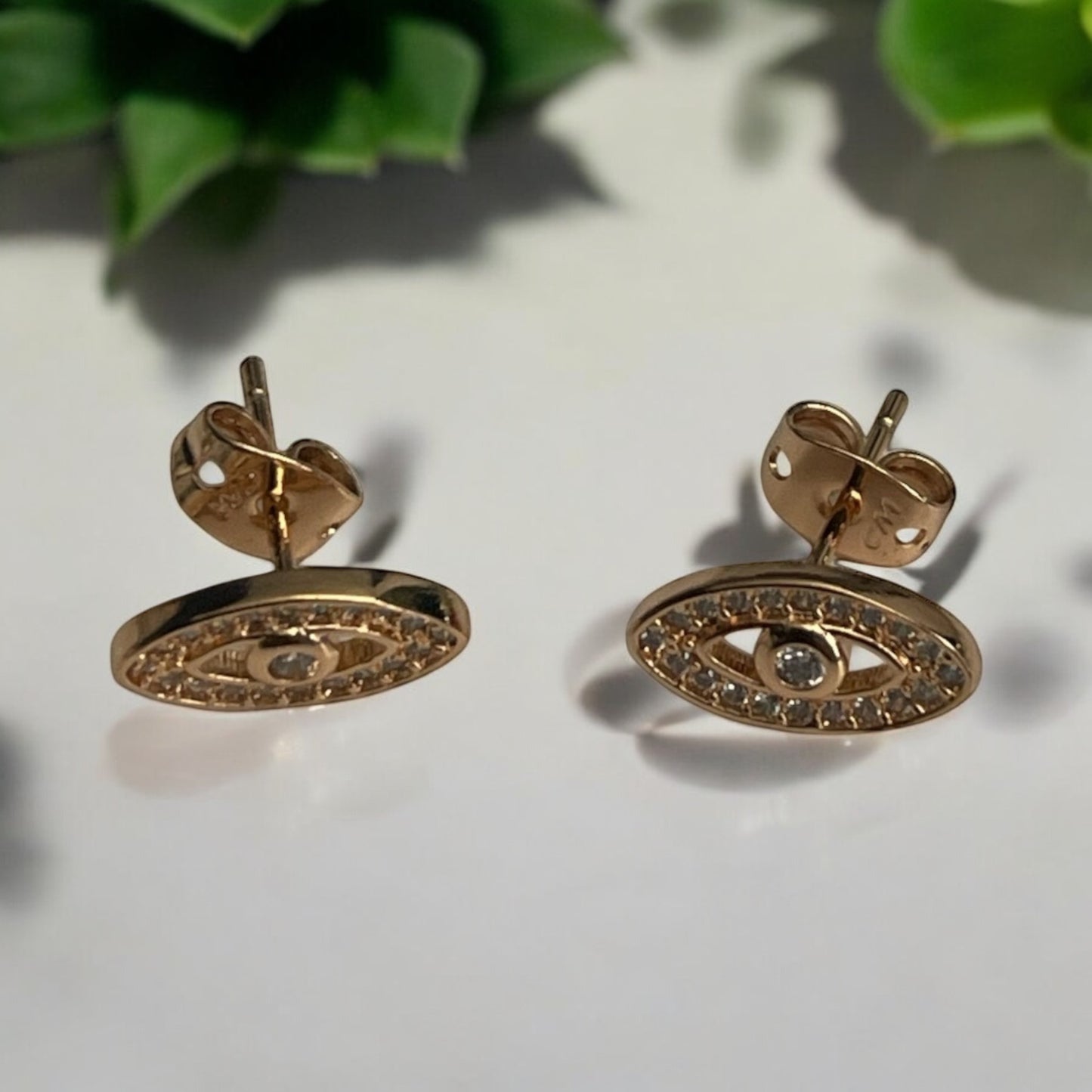 Evil Eye Design With Cz Stones 18k Gold Electroplated Earrings