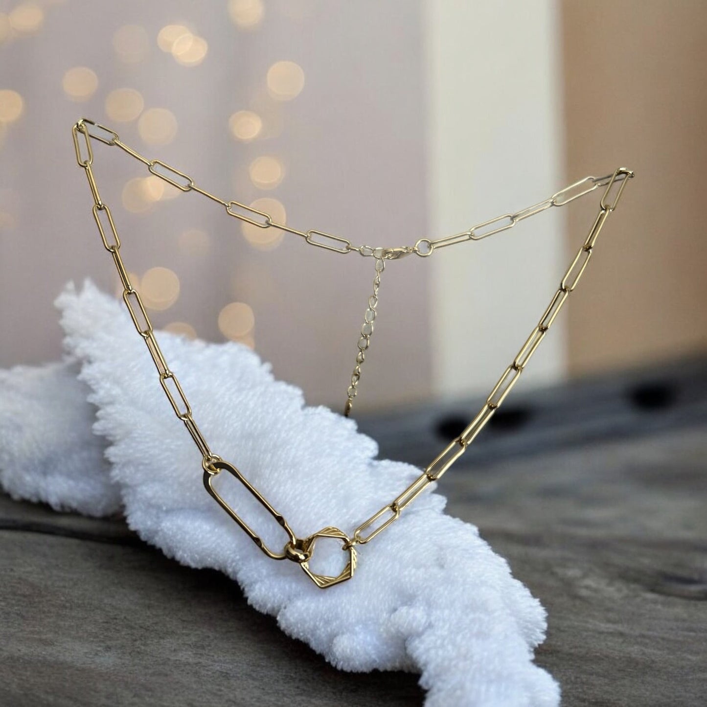 Geometric Style 14k Gold Electroplated Necklace