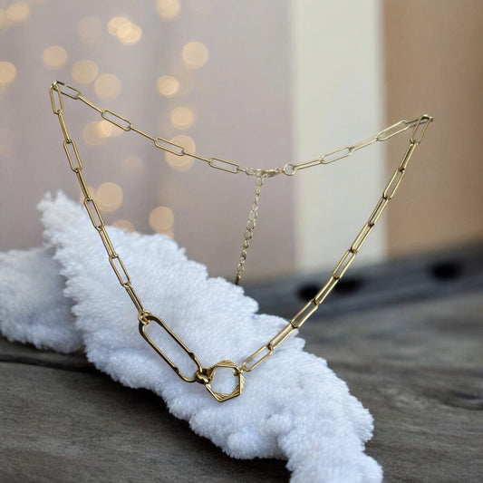 Geometric Style 14k Gold Electroplated Necklace