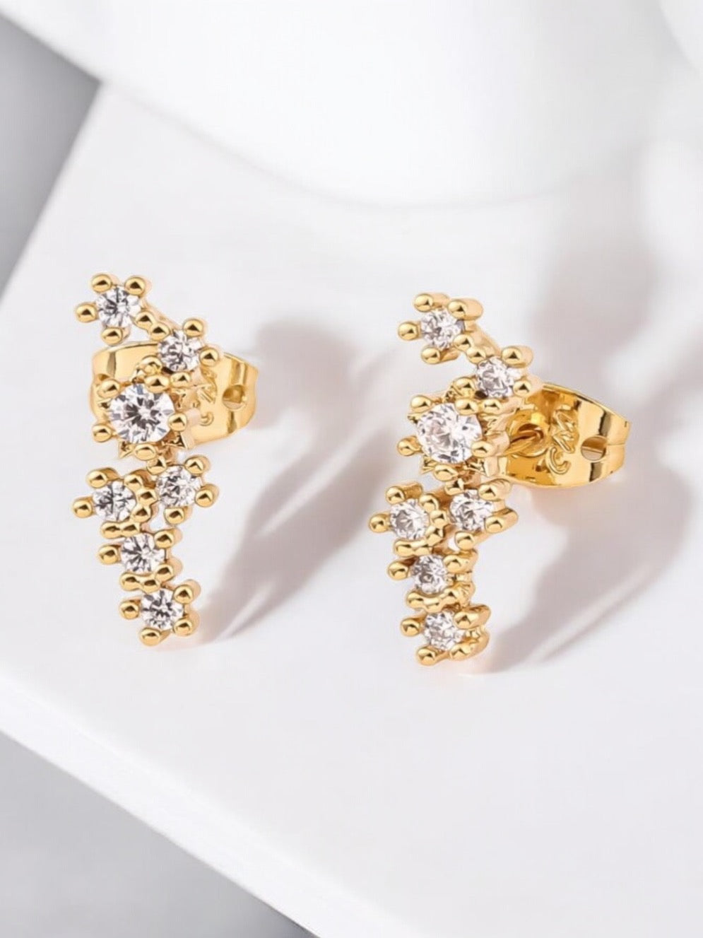 Cluster Design With Cz Stones 18k Gold Electroplated Earrings