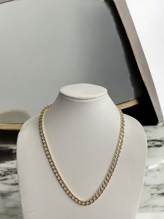 Cuban Link Style 14k Gold Electroplated Necklace