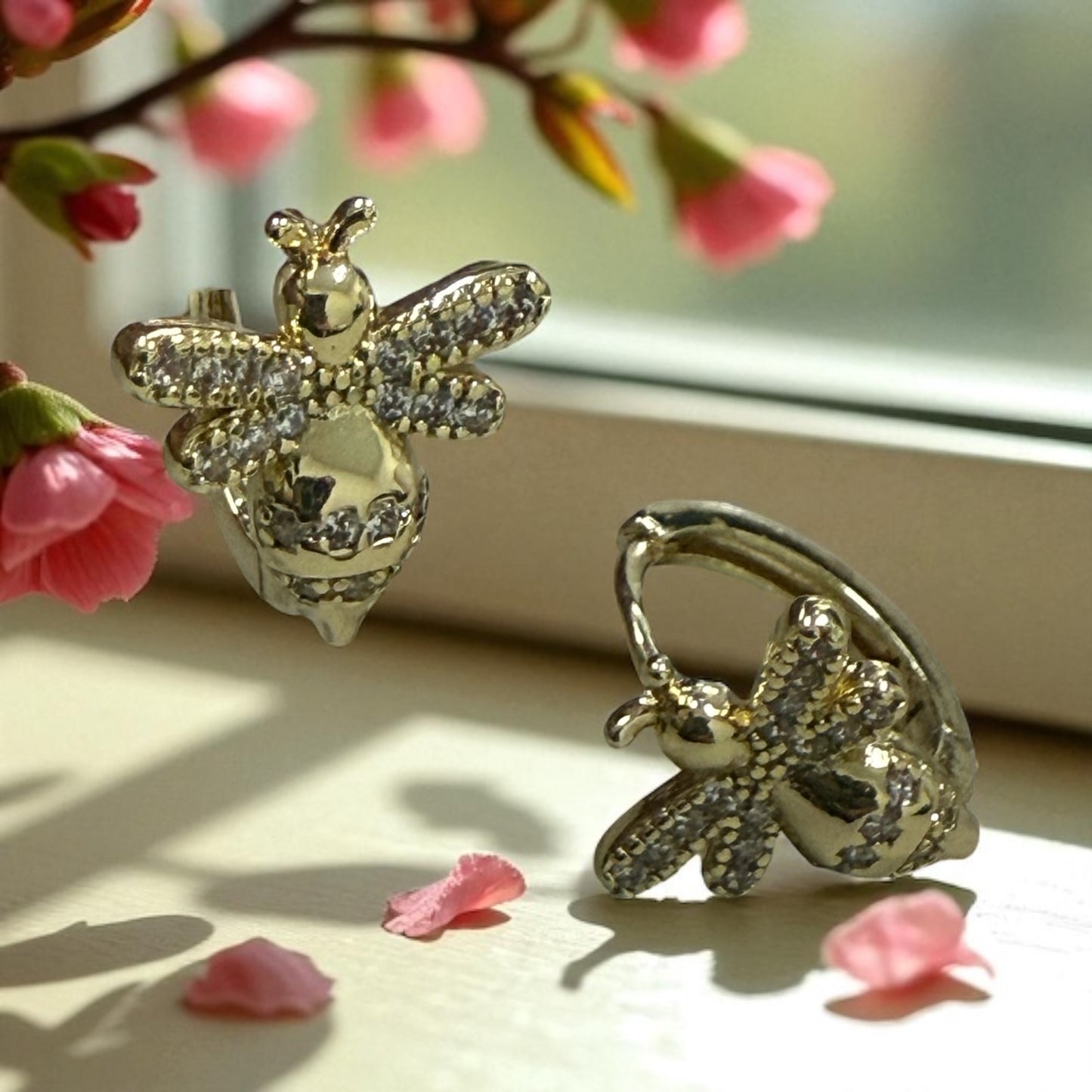 Bee Huggie 14k Gold Electroplated Earrings