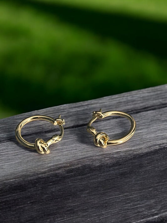 Knot Style 14k Gold Electroplated Earrings