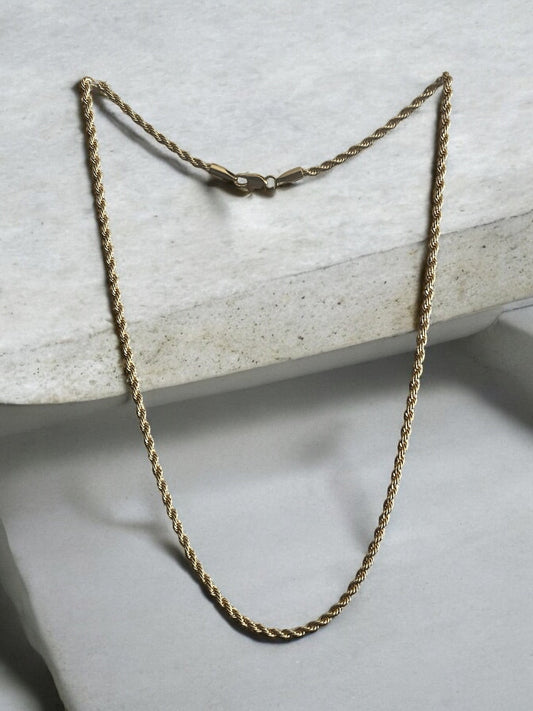 Rope Style 14k Gold Electroplated Necklace