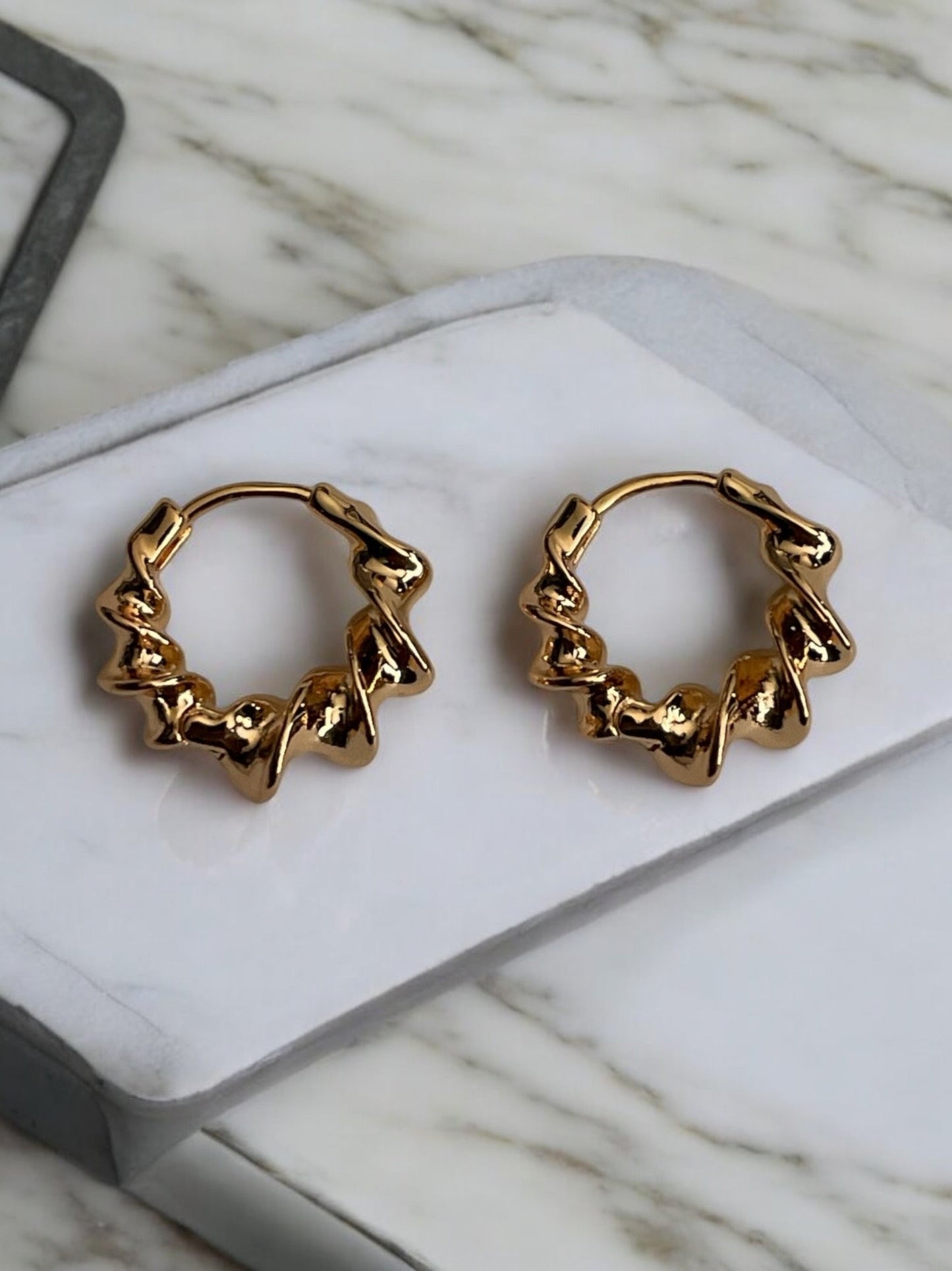 Swirl Style 18k Gold Electroplated Hoop Earrings