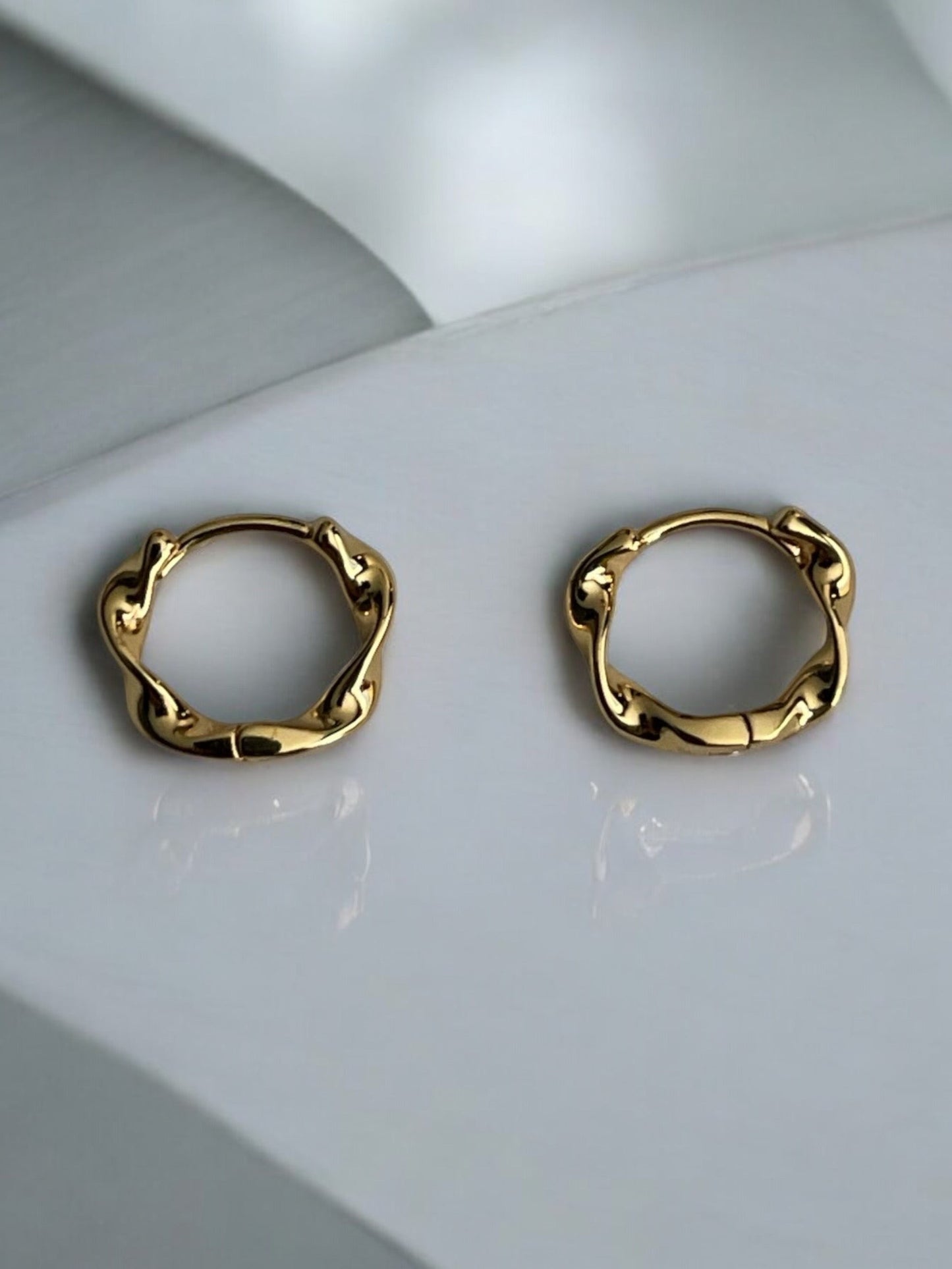 Swirl Style 18k Gold Electroplated Hoop Earrings