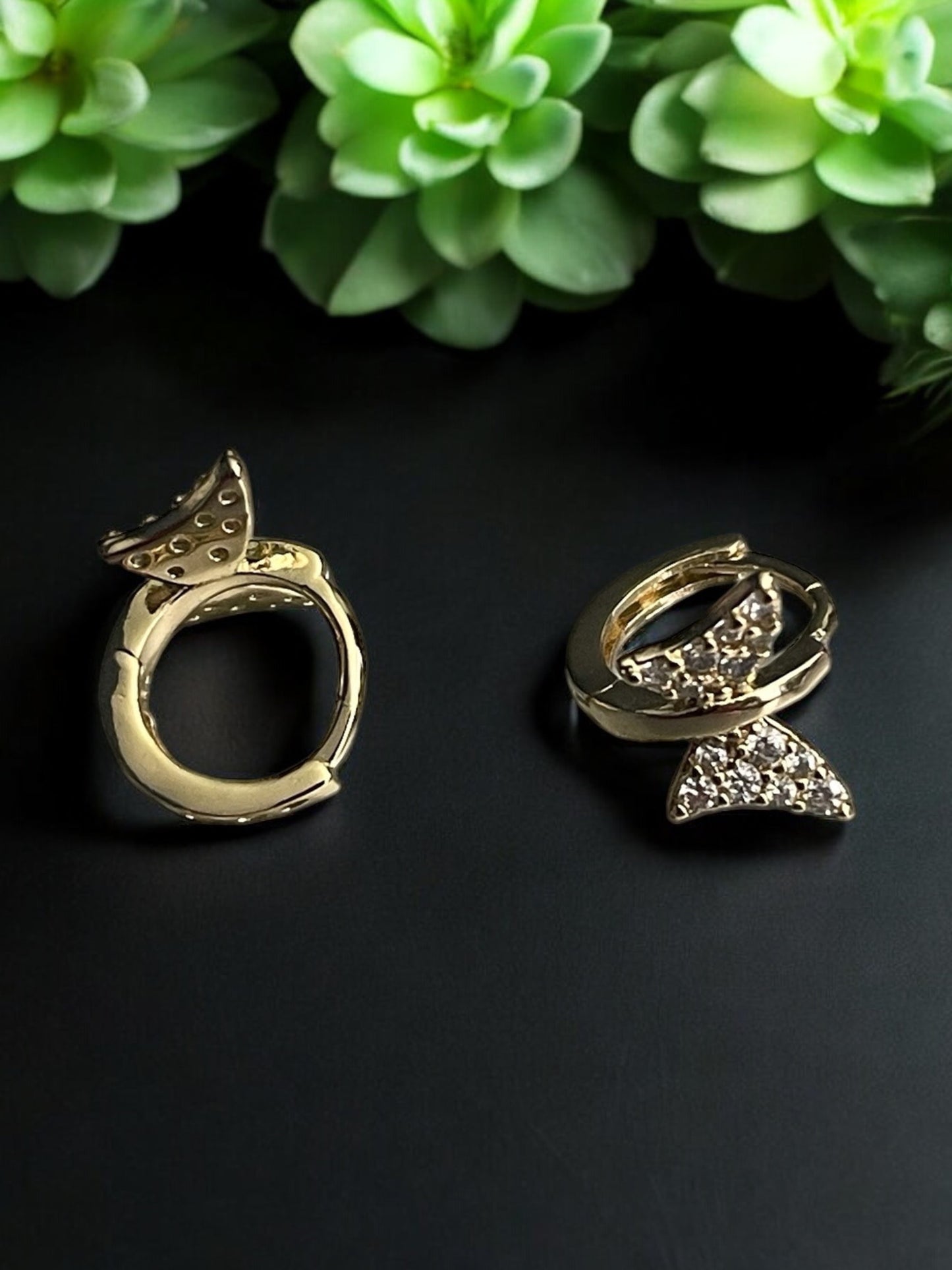 Butterfly CZ 14k Gold Electroplated Earrings
