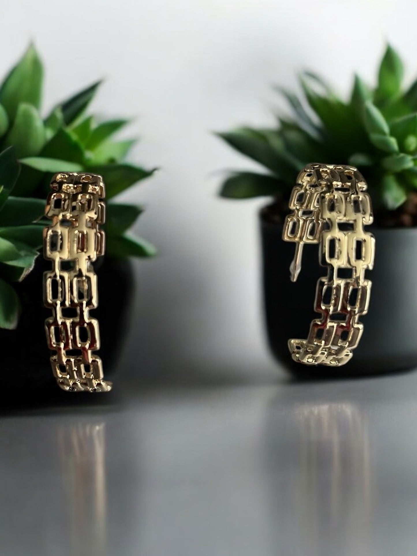 Double Chain 14k Gold Electroplated Earrings