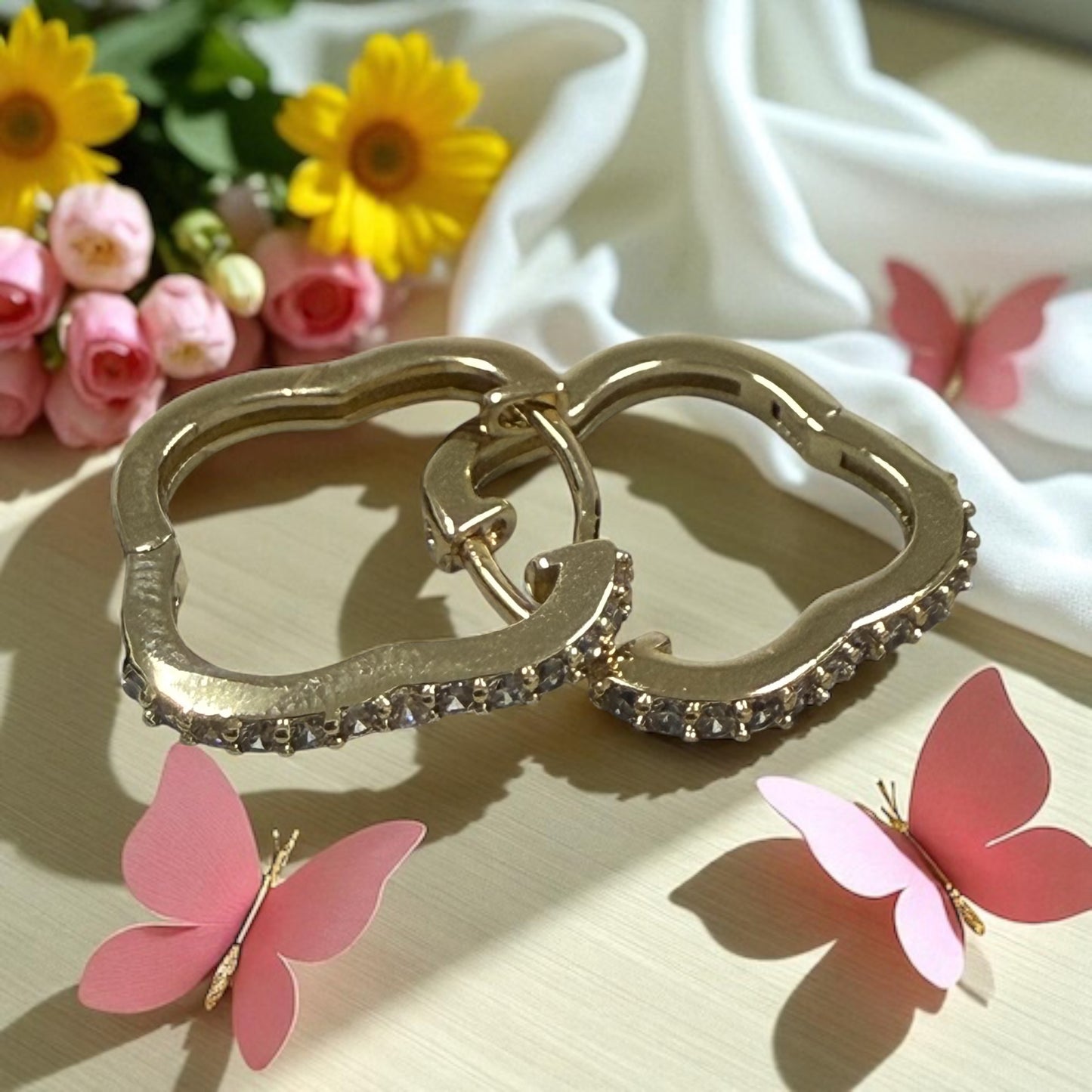 Clover Style 14k Gold Electroplated Earrings