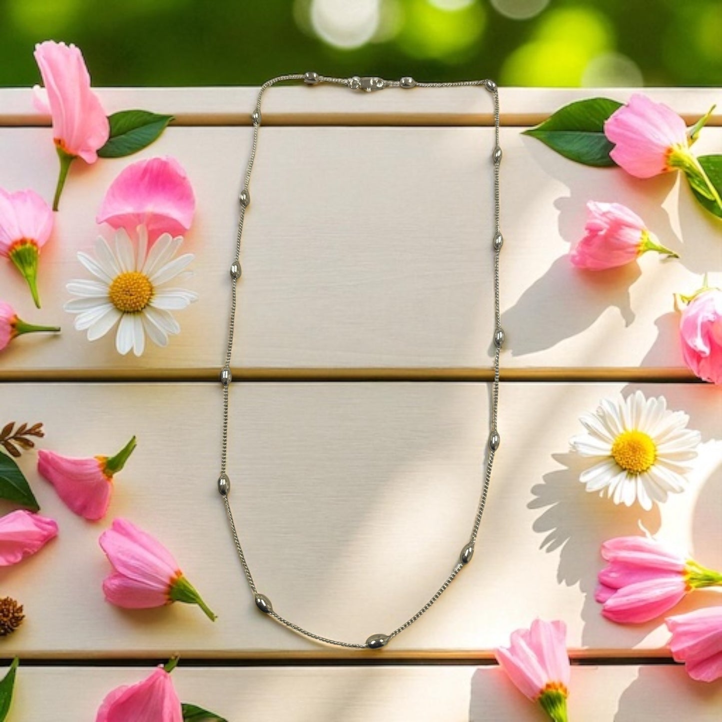 Oval Beaded 14k Gold Electroplated Chain