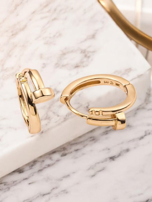 Nail Theme 18k Gold Electroplated Hoop Earrings