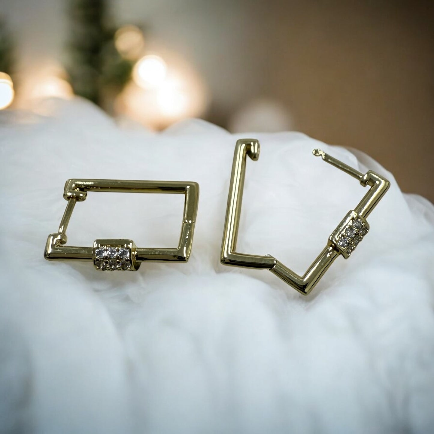 Square 14k Gold Electroplated Earrings