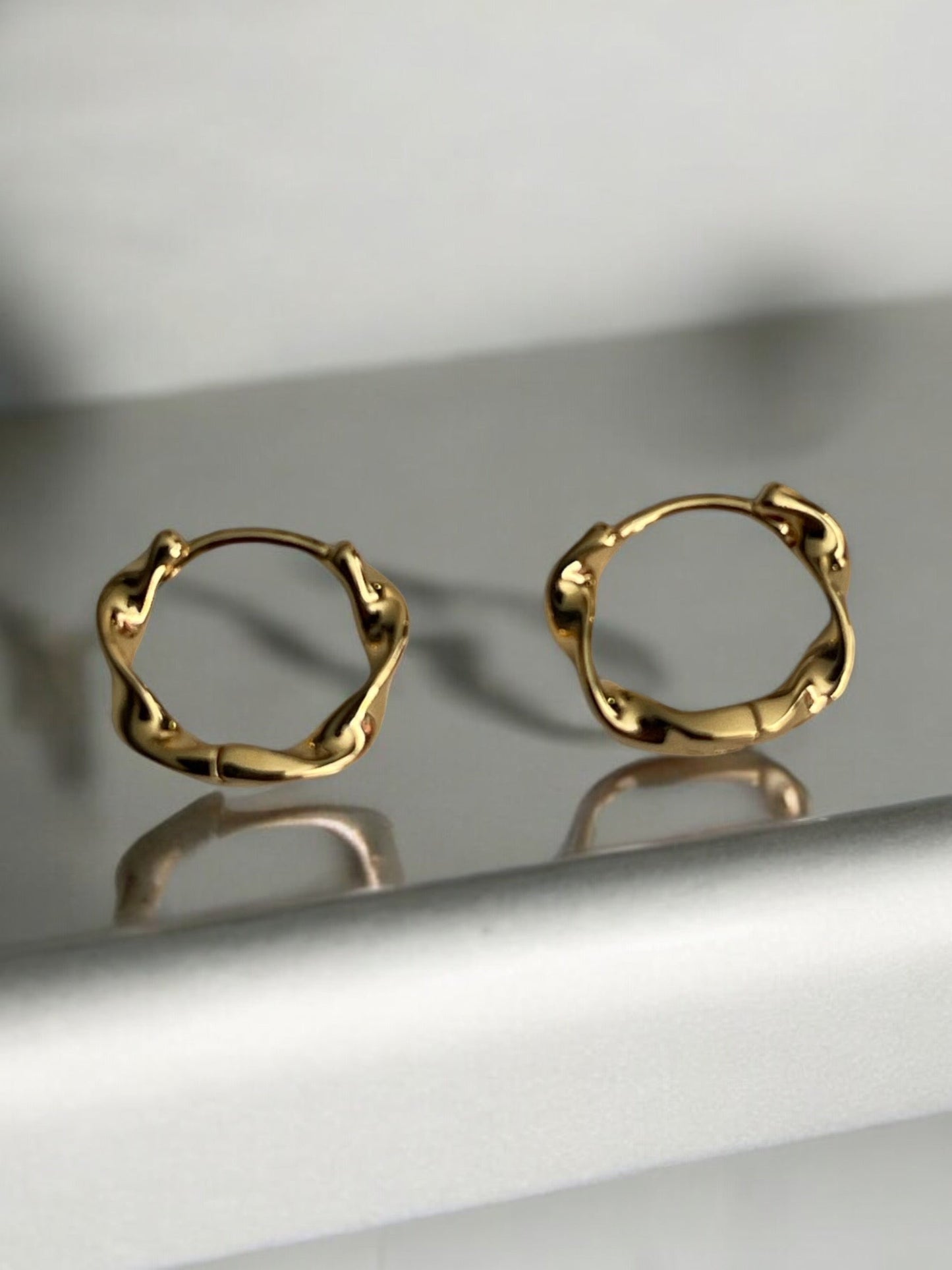 Swirl Style 18k Gold Electroplated Hoop Earrings