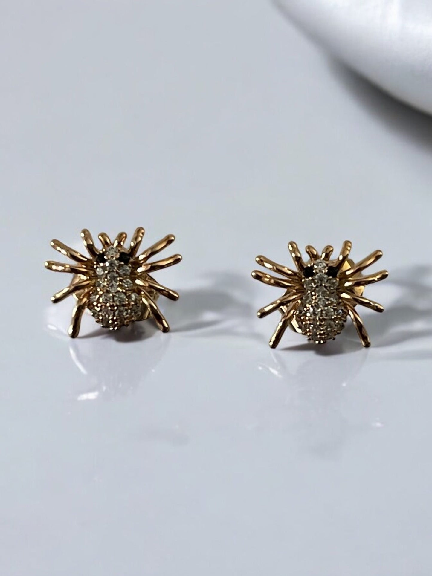 Spider Theme with Cz 18k Gold Electroplated Earrings