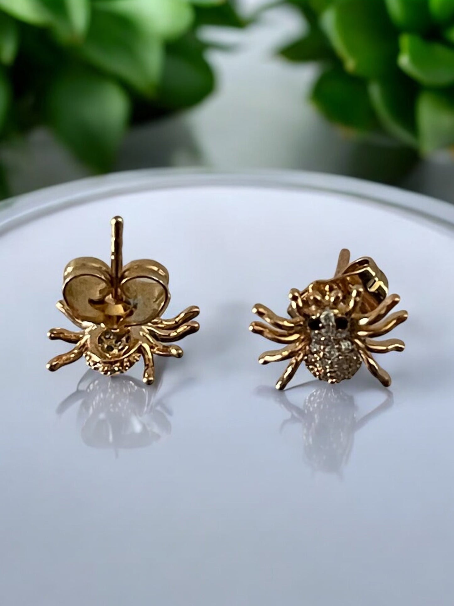 Spider Theme with Cz 18k Gold Electroplated Earrings