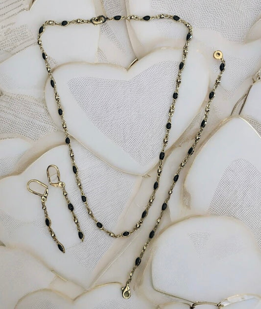 Oval Color Beaded 14k Gold Electroplated Set