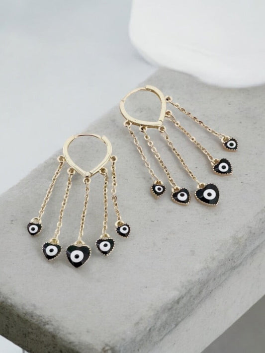 Evil Eye 14k Gold Electroplated Dangle Earrings