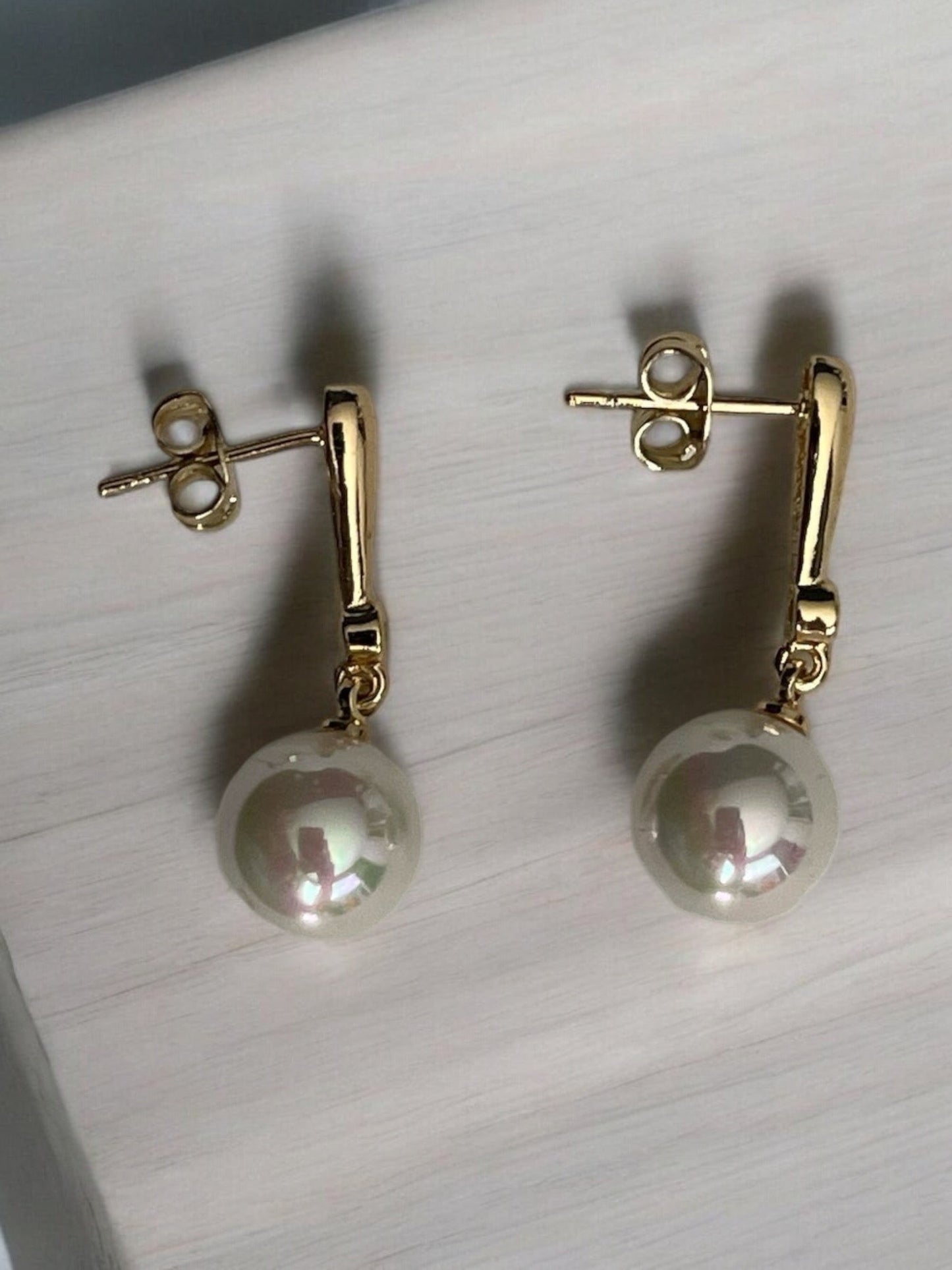 Pearl Theme Dangle 14k Gold Electroplated Earrings