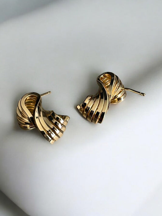 Swirl Bow Style 14k Gold Electroplated Earrings