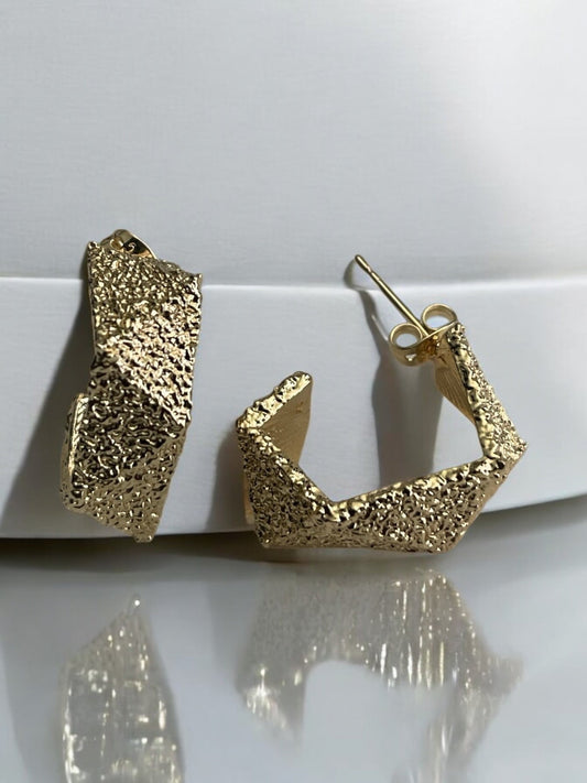 Geometric Vintage Style 14k Gold Electroplated Earrings