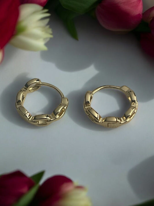 Chain Link Style 14k Gold Electroplated Earrings