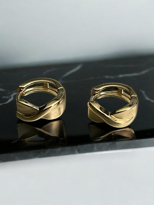 Plain Polished 14k Gold Electroplated Hoop Earrings