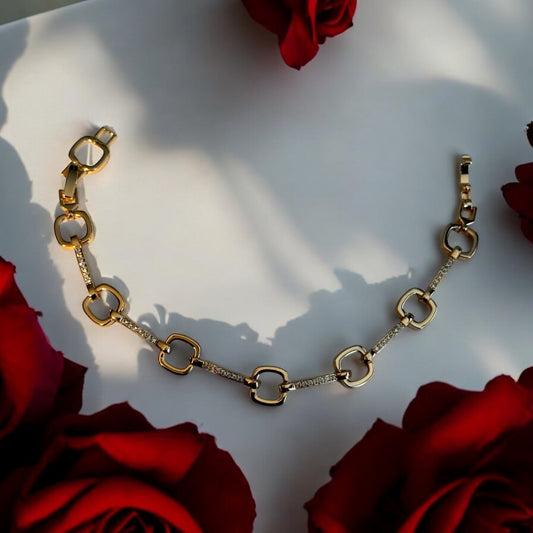 Square Link 18k Gold Electroplated Bracelet