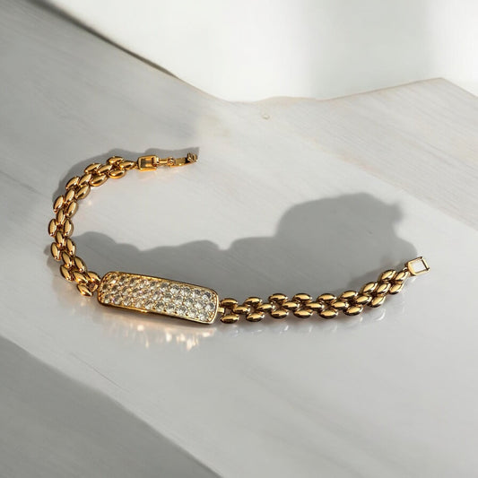 ID Style 18k Gold Electroplated CZ Bracelet