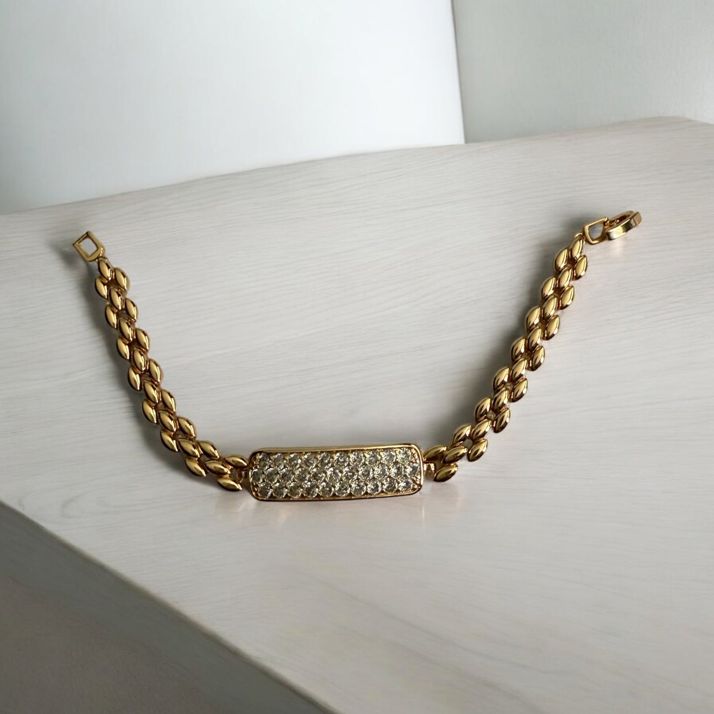 ID Style 18k Gold Electroplated CZ Bracelet