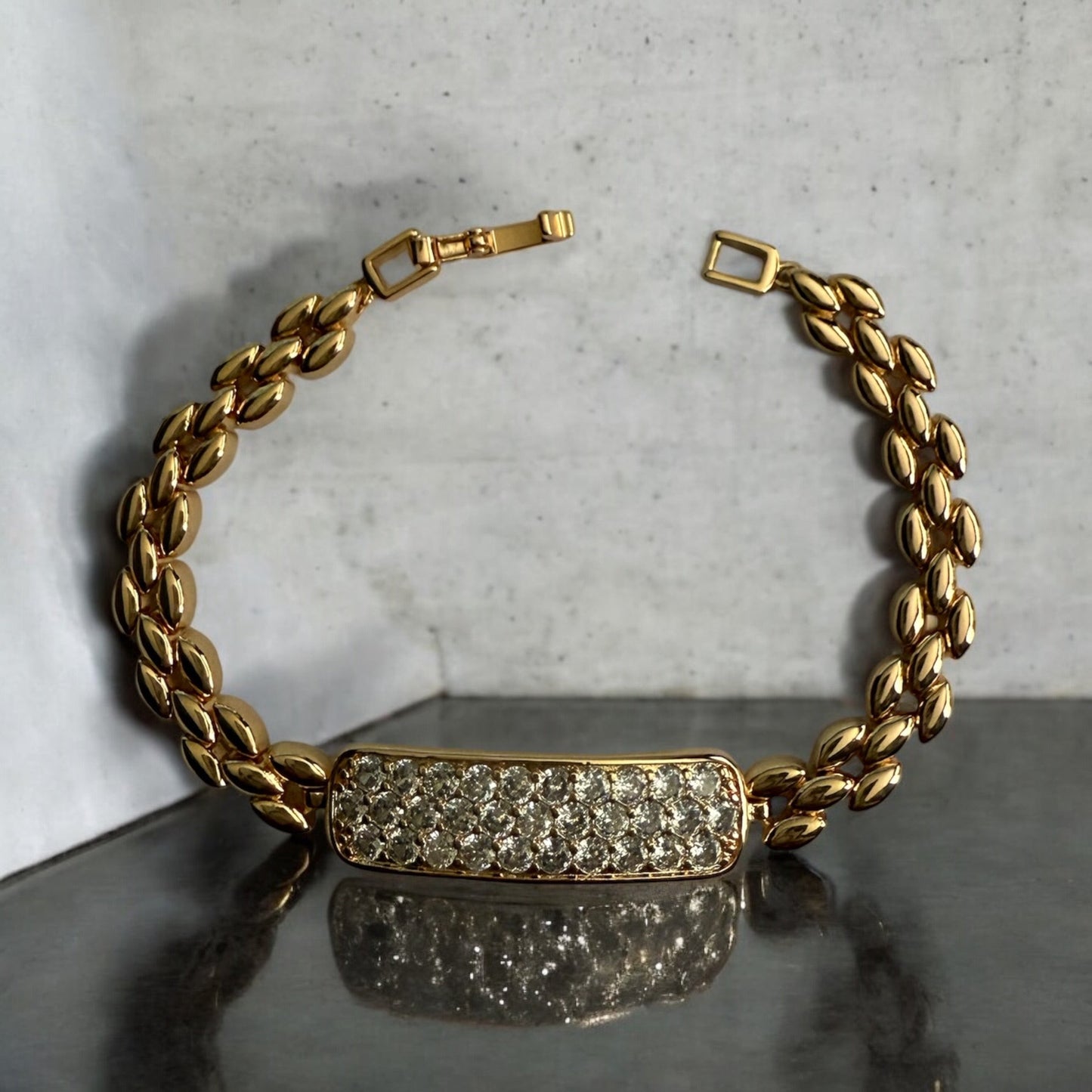 ID Style 18k Gold Electroplated CZ Bracelet
