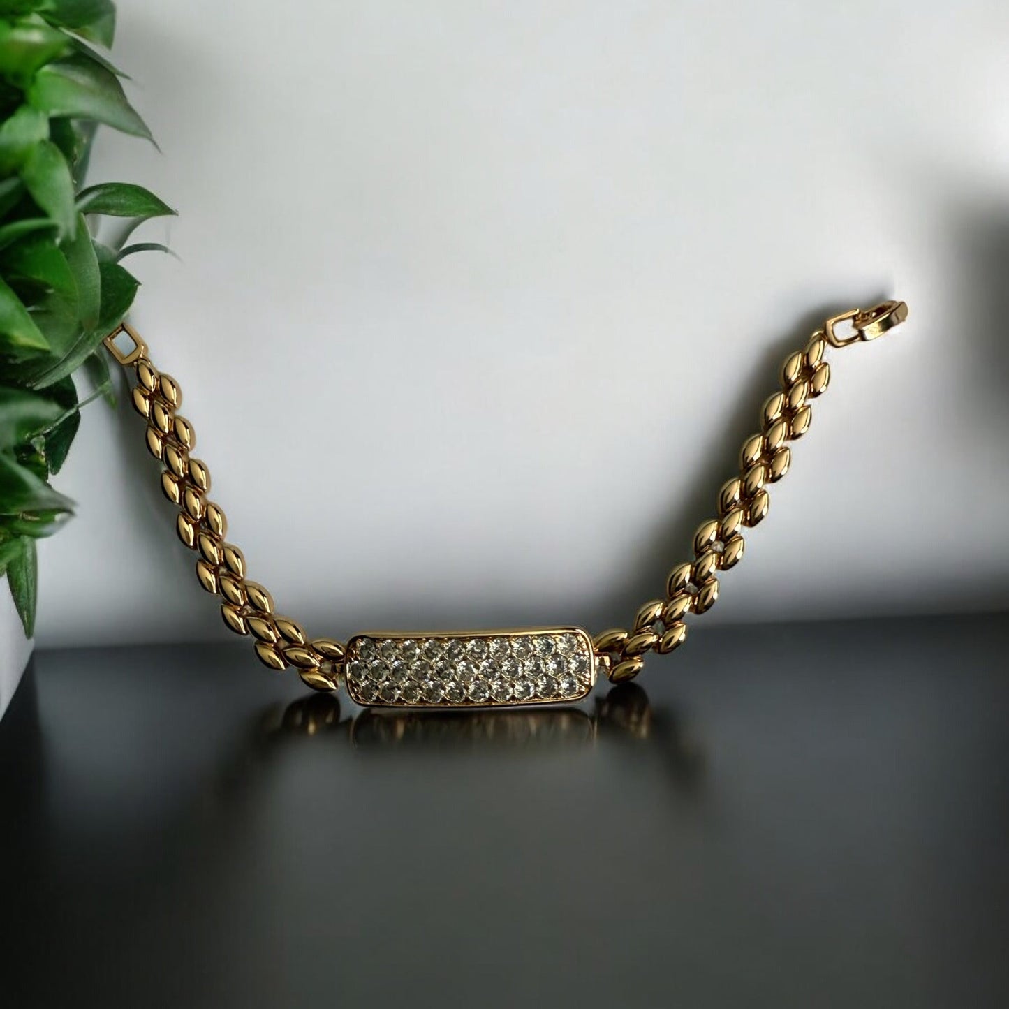 ID Style 18k Gold Electroplated CZ Bracelet