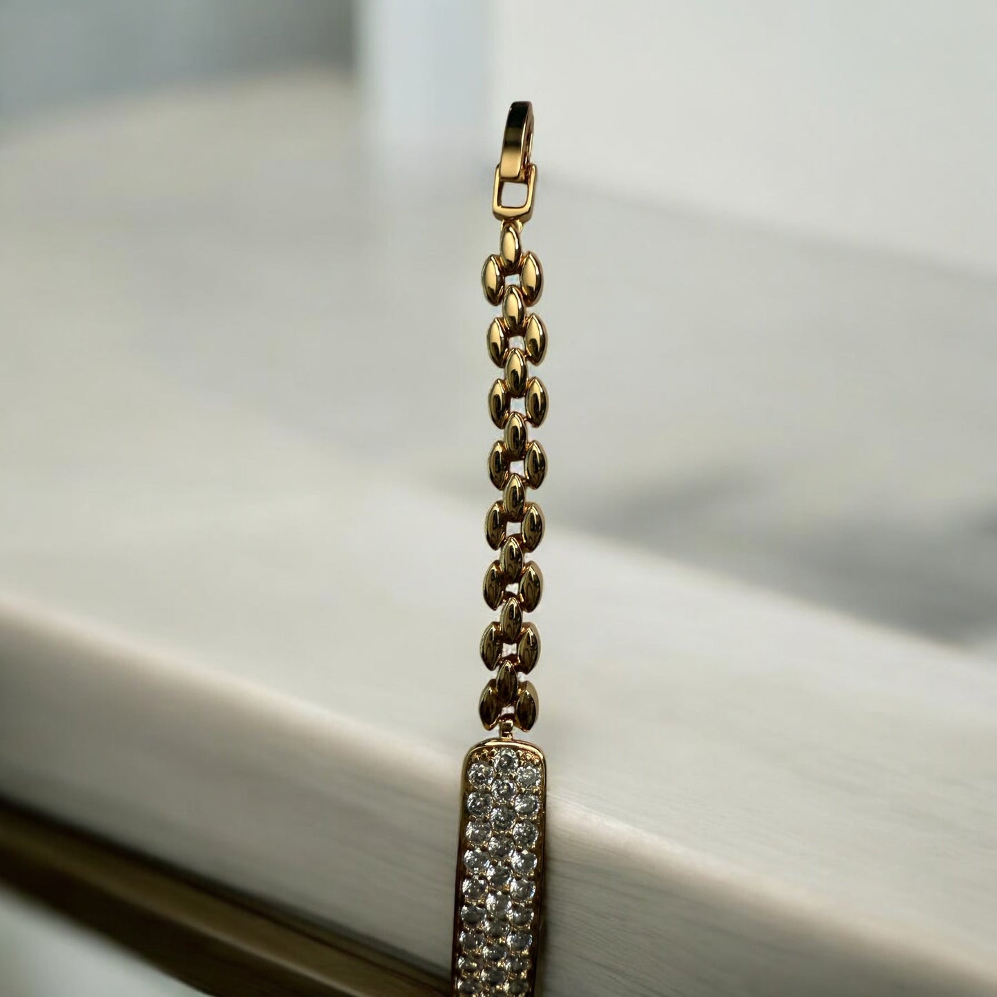 ID Style 18k Gold Electroplated CZ Bracelet