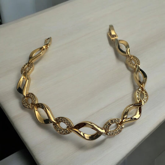 Wave Oval 18k Gold Electroplated Bracelet