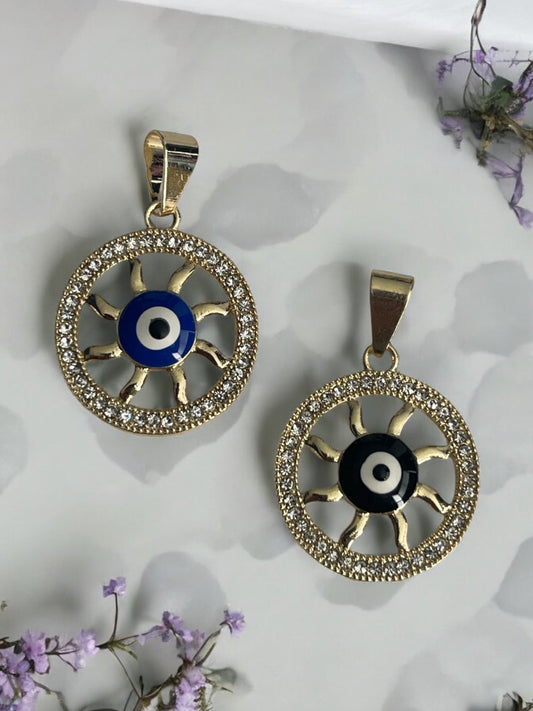 Evil Eye Cz 14k Gold Electroplated Pendant