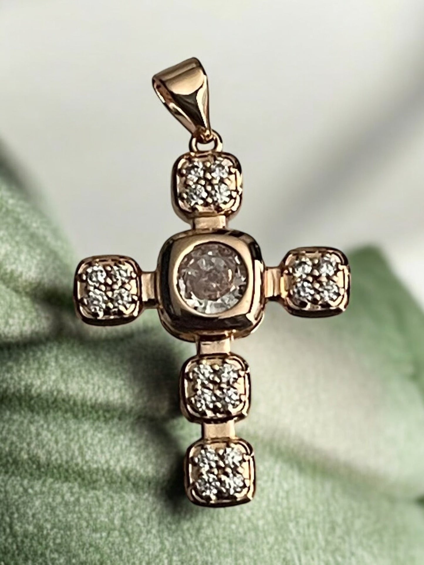 Cross CZ 18k Gold Electroplated Pendant