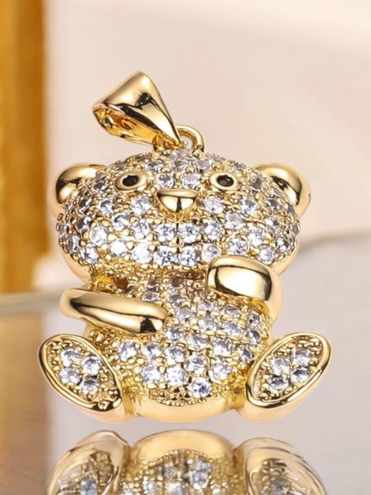 Teddy Bear CZ 18k Gold Electroplated Pendant