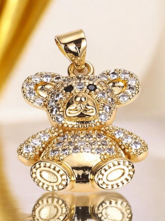 Teddy Bear CZ 18k Gold Electroplated Pendant