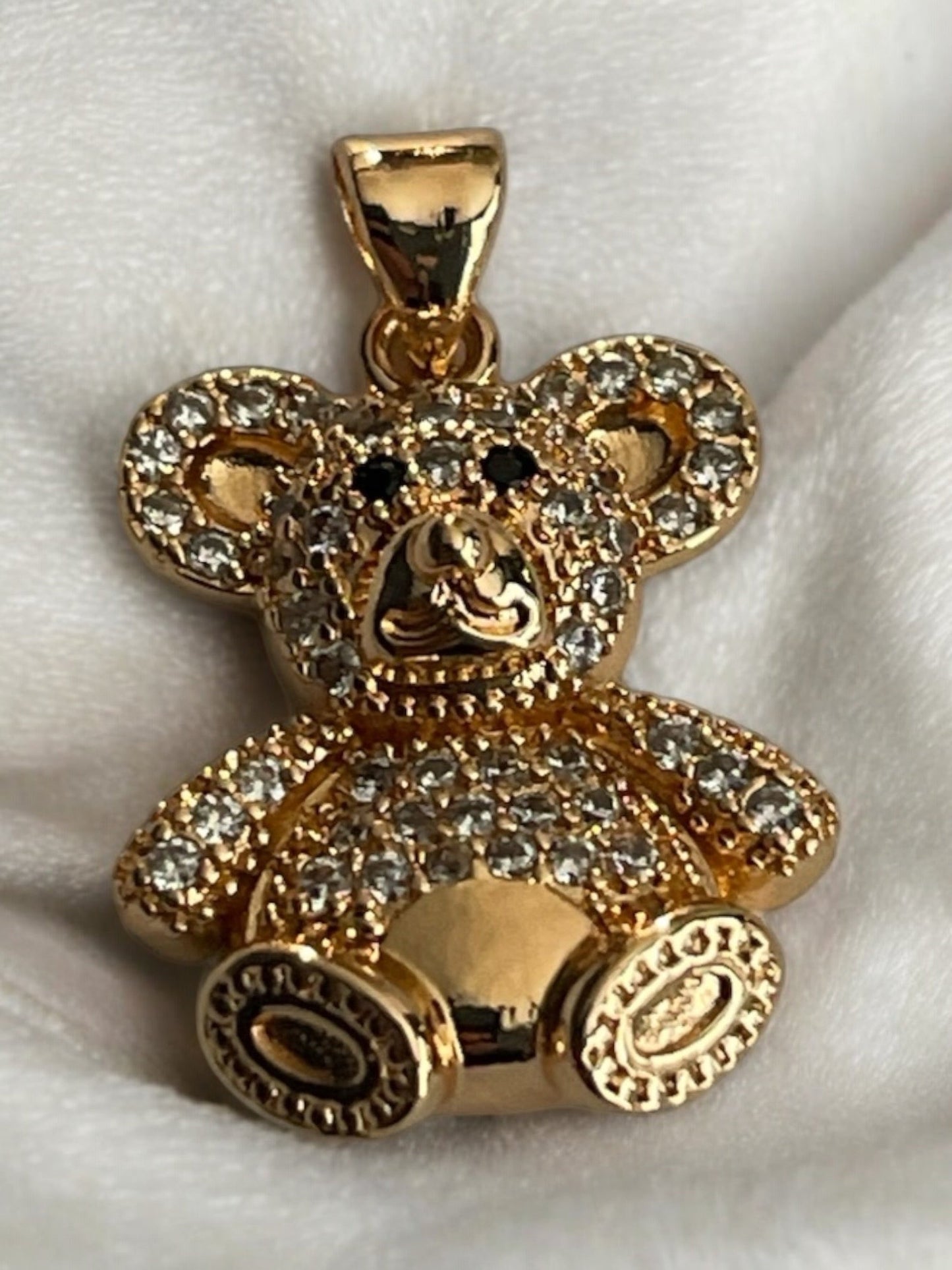 Teddy Bear CZ 18k Gold Electroplated Pendant