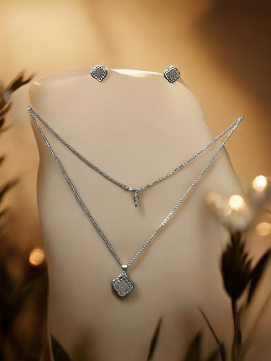 Clover Style Rhodium Electroplated Set