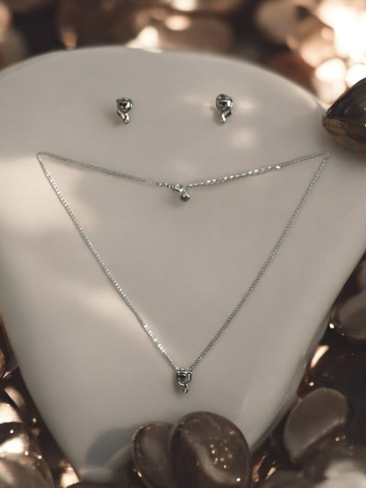 Kitty Theme Rhodium Electroplated Set