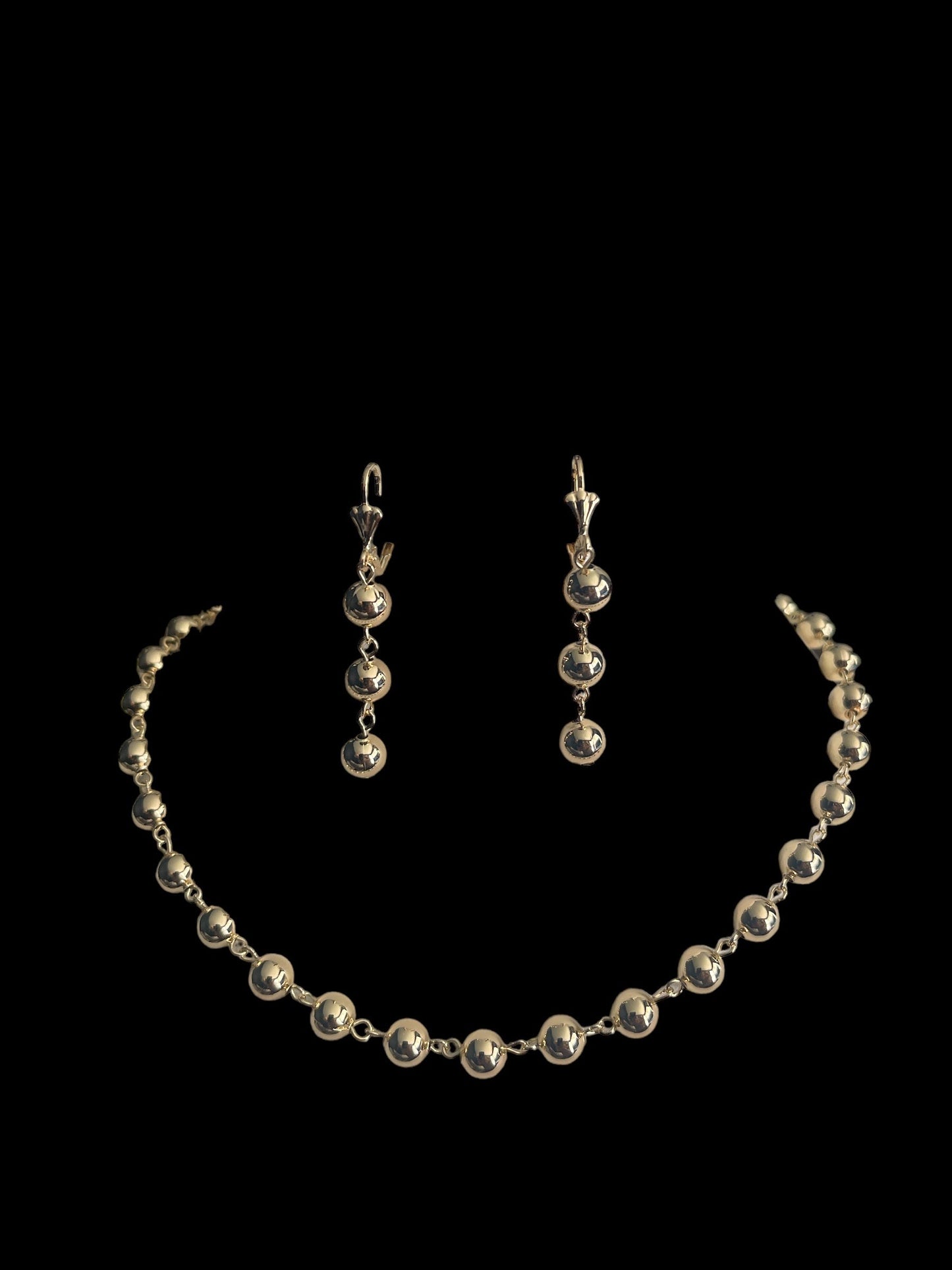 Beaded Strand 14k Gold Electroplated Set